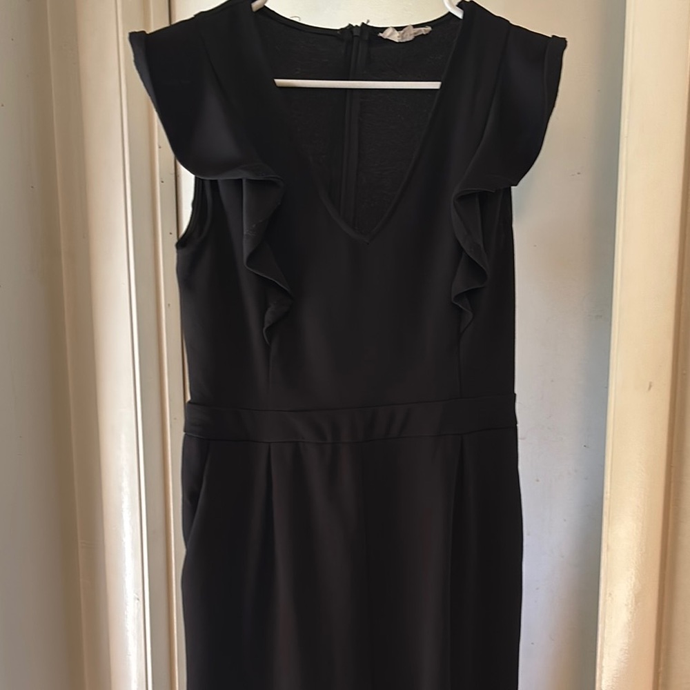 Entro Black Sheath Jumpsuit V-neck Flutter Sleeves